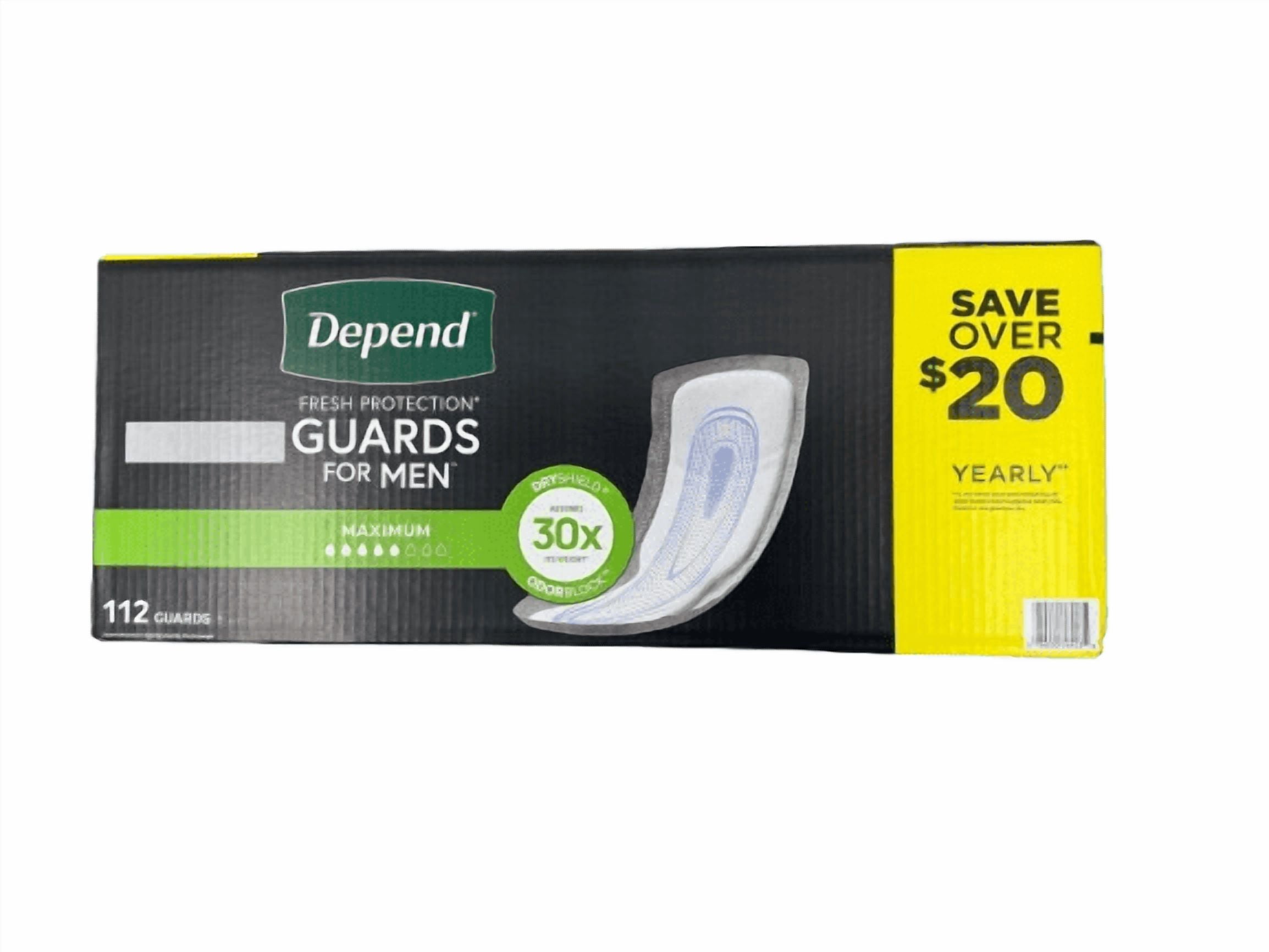 Depend Guards Incontinence Pads for Men, Maximum Absorbency, 112 ct.