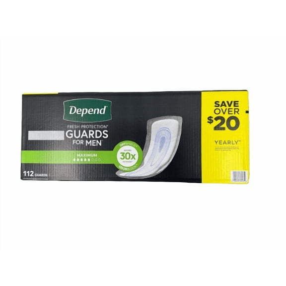 Depend Guards Incontinence Pads for Men, Maximum Absorbency, 112 ct.