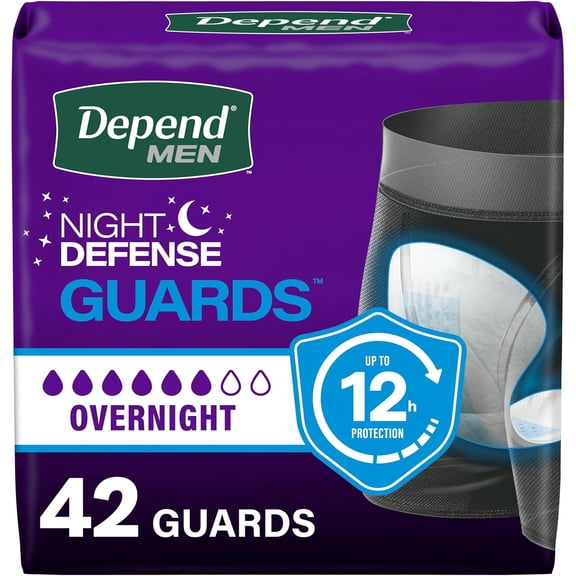 Depend Guards Incontinence Pads for Men, Overnight Absorbency, 42 Count, Packaging May Vary