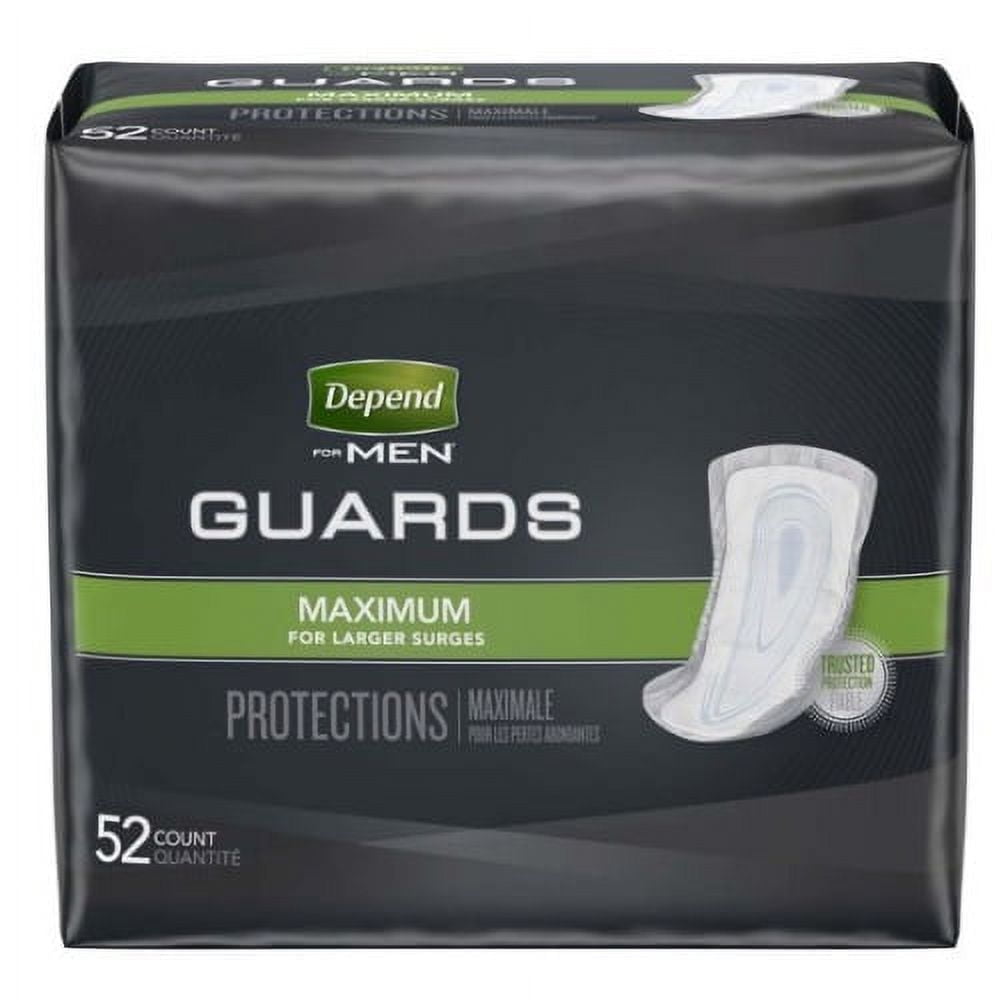 Depend Guards for Men Bladder Control Pad 12 Inch Length Heavy Absorbency Absorb-Loc One Size Fits Most Male Disposable, 13792 - Pack of 52