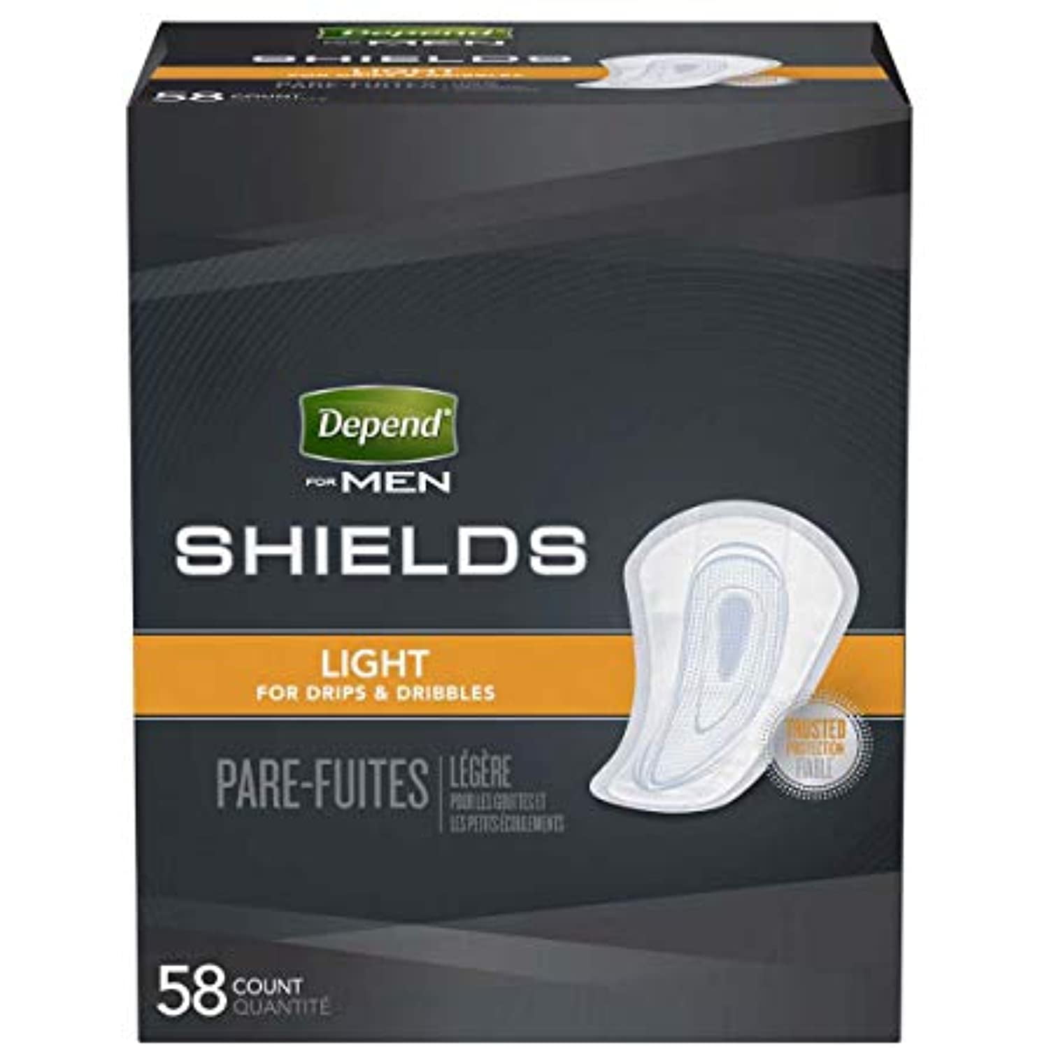 Depend Guards for Men Bladder Control Pad Light Absorbency Absorb-Loc One Size Fits Most Male Disposable, 35641 - Pack of 58
