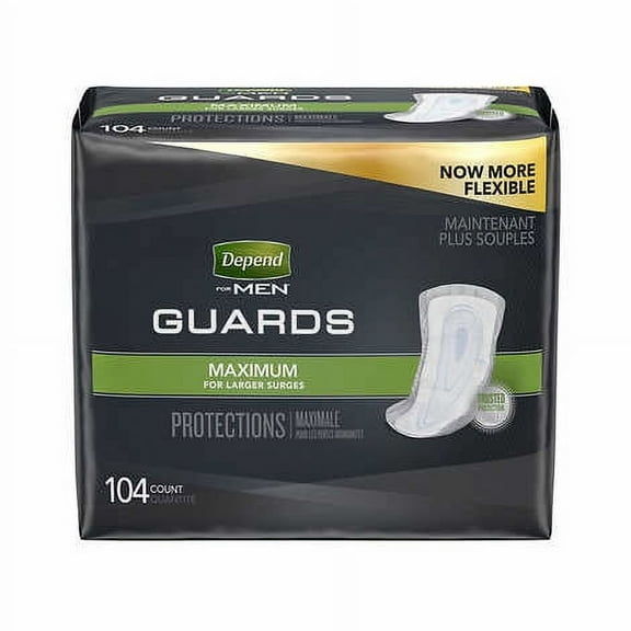 Men's Depend Guard, Adhesive Strips, Maximum Absorbency, 12" Long Pack(age) (52 Each)