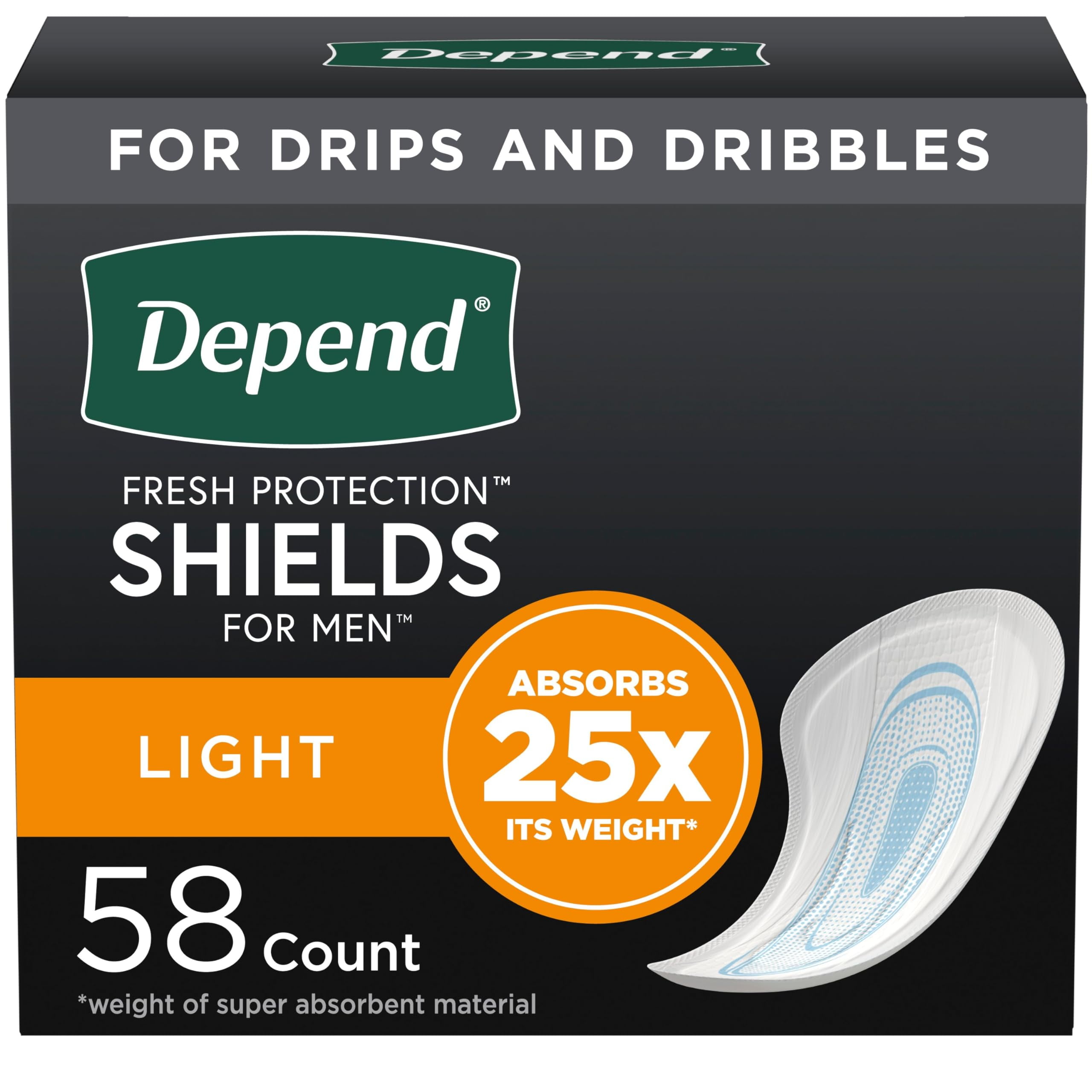 Depend Incontinence/Bladder Control Shields, Incontinence Pads for Men