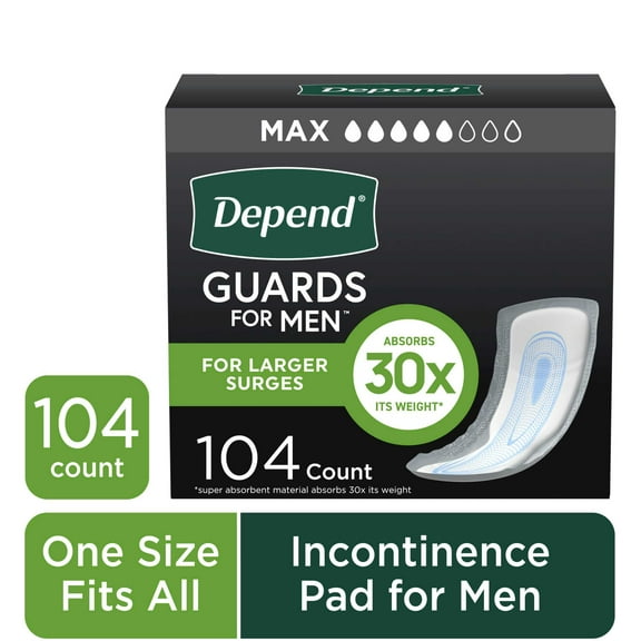 Depend Guards Incontinence Pads for Men, Maximum Absorbency, 104 Count