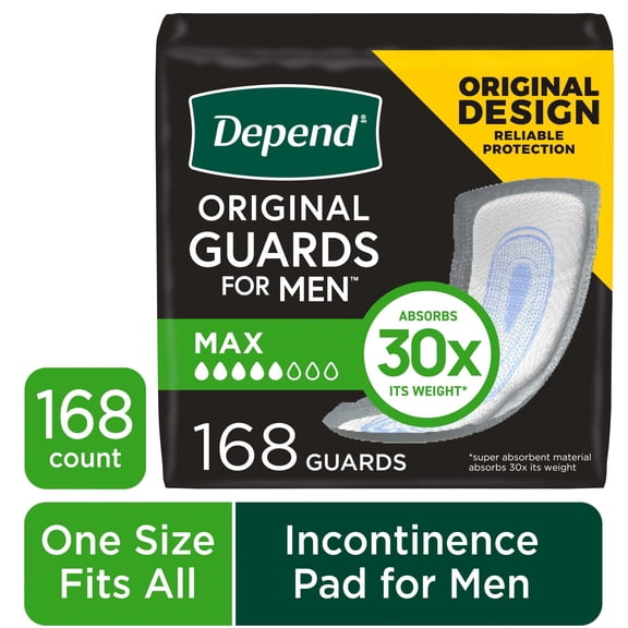 Depend Guards Incontinence Pads for Men, Maximum Absorbency, 168 Count