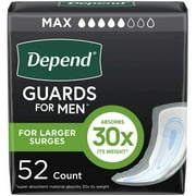 Depend Guards Incontinence Pads for Men, Maximum Absorbency, 52 Count
