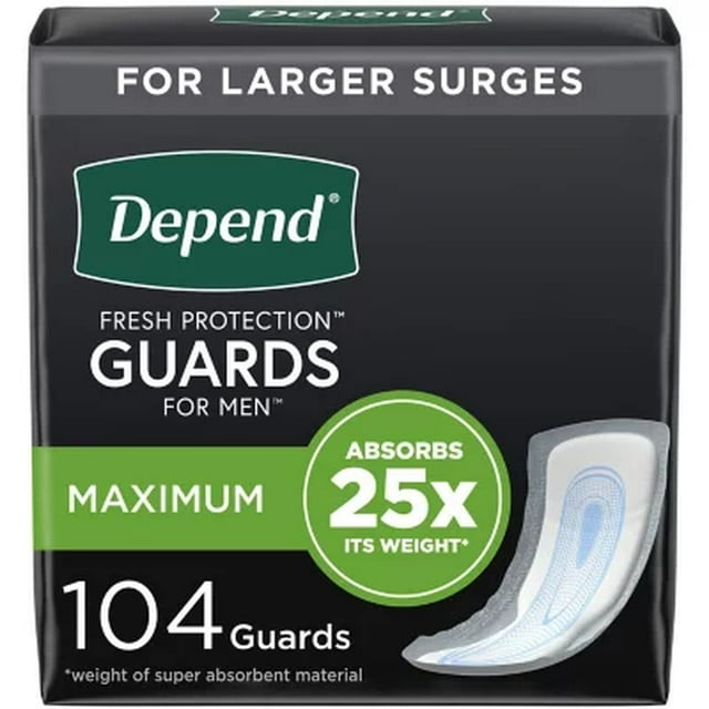 Depend Incontinence Guards for Men, Maximum Absorbency, 52 Ct., 2 Pk ...