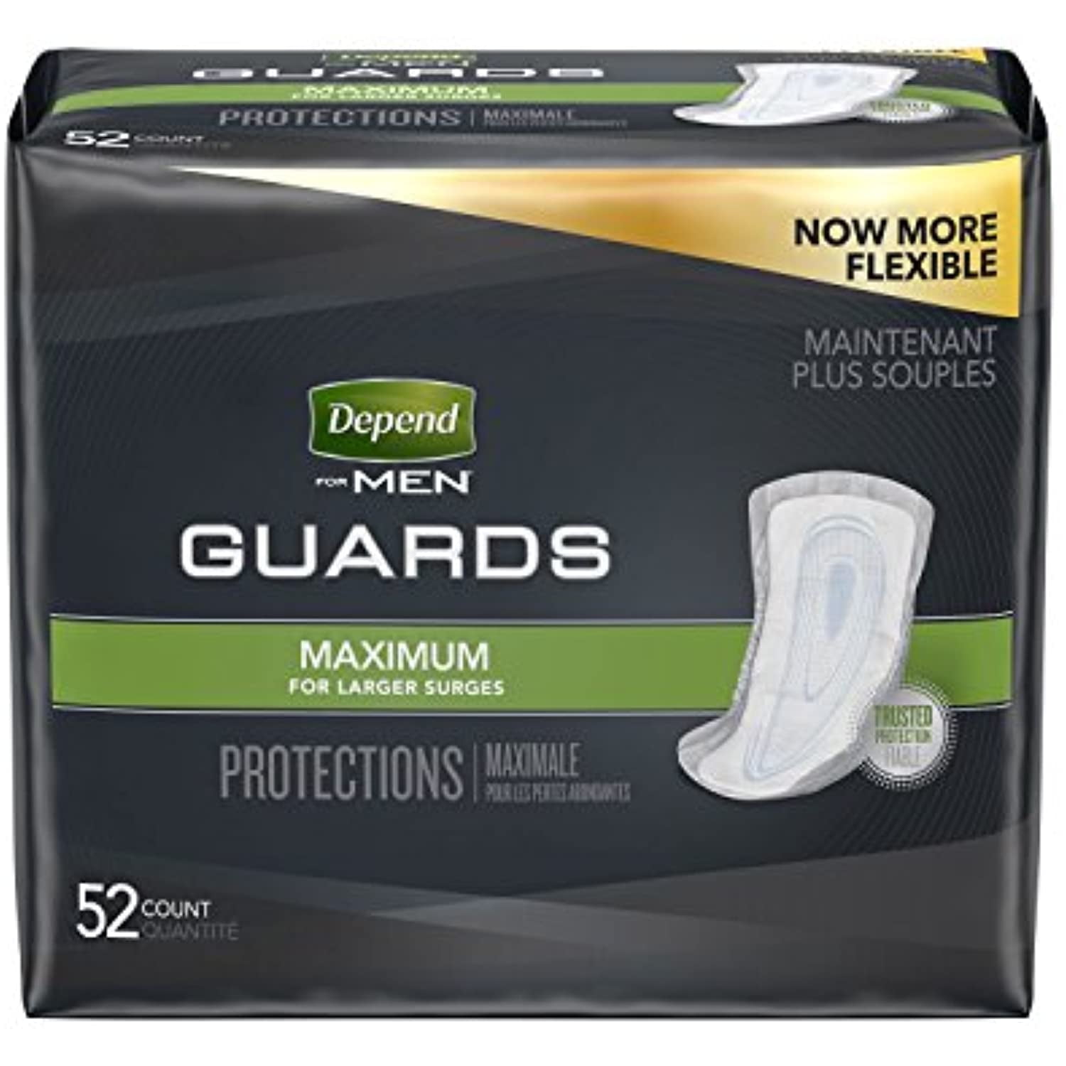 Depend Incontinence Guards for Men, Maximum Absorbency, 52 count