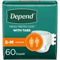 thumbnail image 1 of Depend Incontinence Protection with Tabs, Unisex, Small/Medium (19-34" Waist, Up To 170 lbs), Maximum Absorbency, 60 Count (3 Packs of 20), 1 of 5