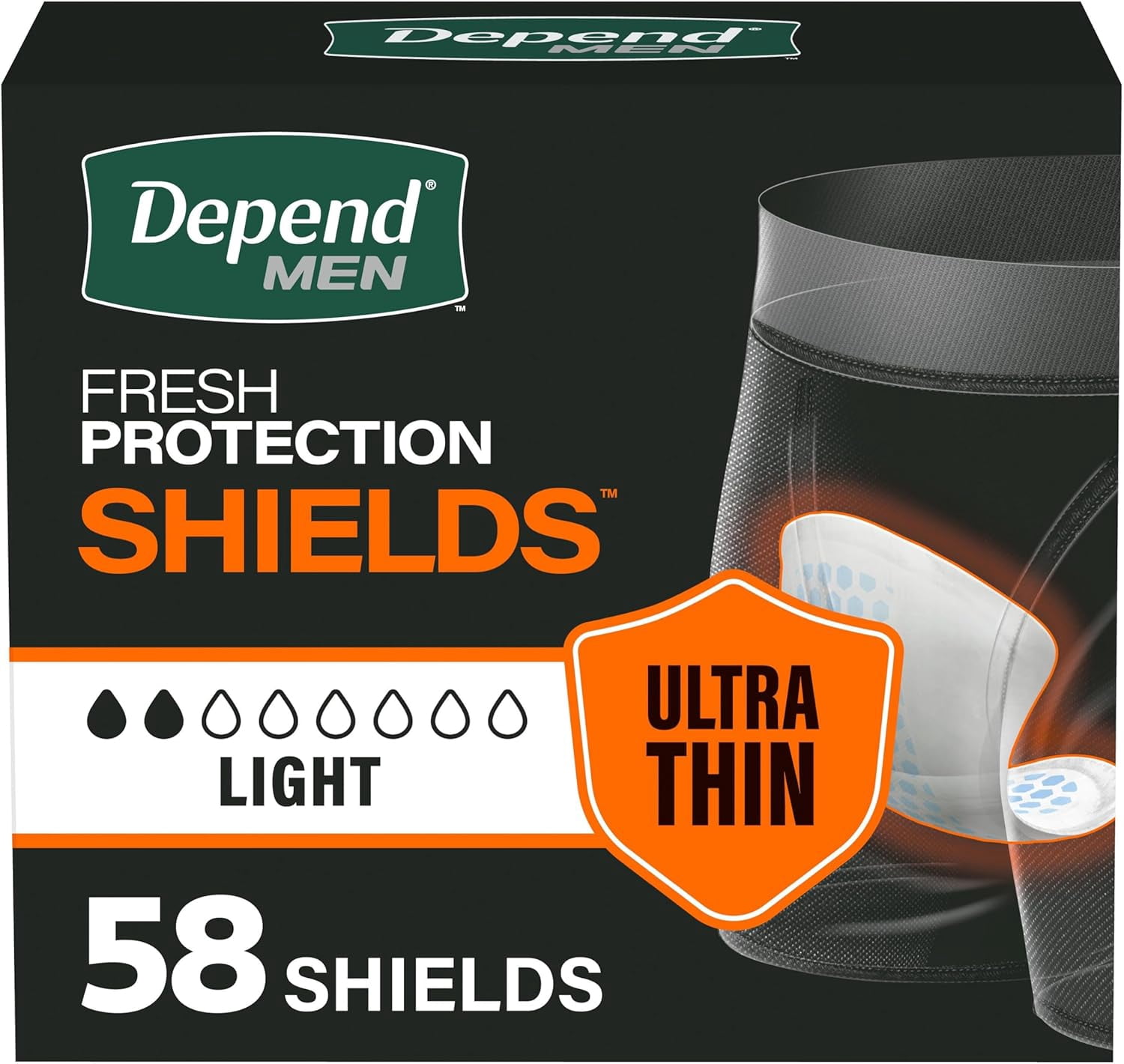 Depend Incontinence Shields for Men - Pack of 58