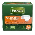 thumbnail image 1 of Depend Maximum Protection Incontinent Brief, White, Large, 16 Ct, 1 of 6