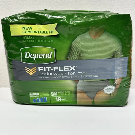 Depend Men Fit-Flex Incontinence Underwear S/M Maximum Absorbency 19 Count