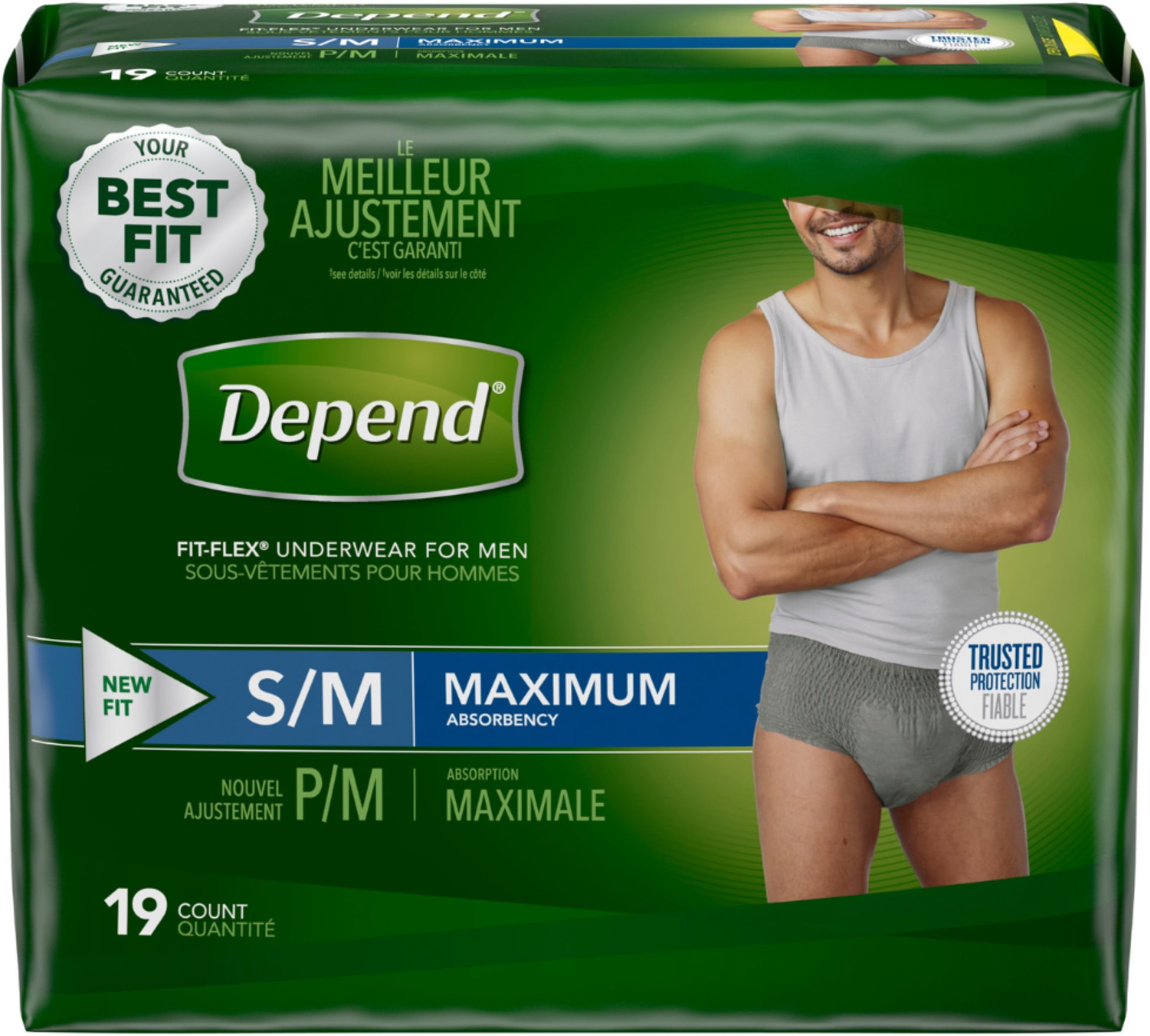 Depend Men Maximum Absorbency Underwear, Small/Medium 19 ea (Pack of 2)