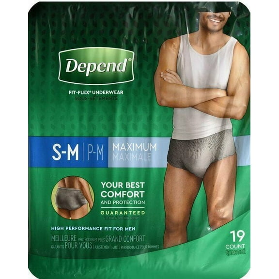 Depend Men Maximum Absorbency Underwear, Small/Medium 19 ea