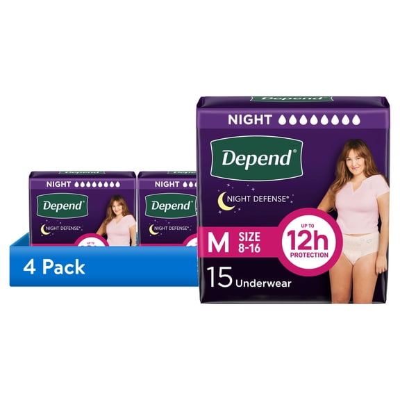 Depend Night Defense Incontinence Underwear for Women, Overnight, Medium