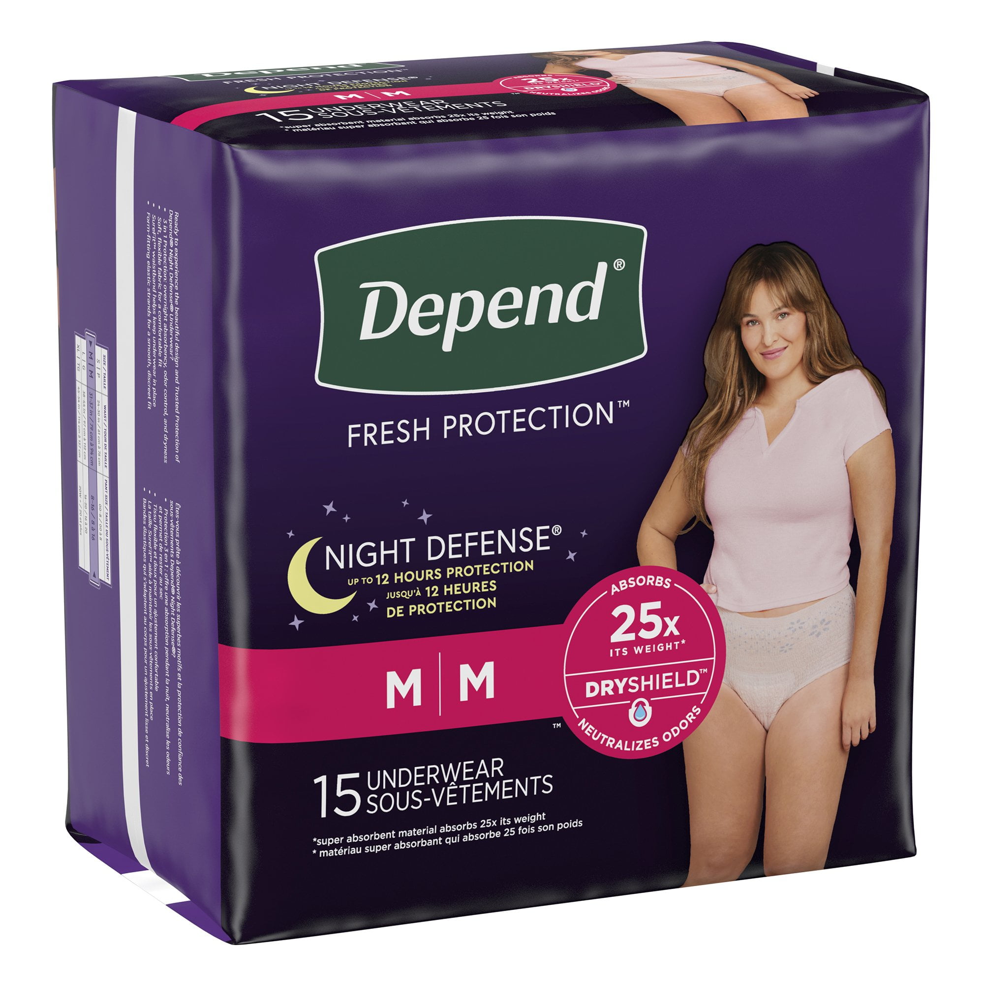 Depend Night Defense Absorbent Underwear, Medium