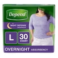 thumbnail image 1 of Depend Night Defense Women's Overnight Adult Incontinence Underwear, L, Light Pink, 30 Count, 1 of 10