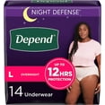 thumbnail image 1 of Depend Night Defense Adult Incontinence & Postpartum Bladder Leak Underwear for Women, Disposable, Overnight, Large, Blush, 14 Count, Packaging May Vary, 1 of 5