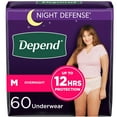 thumbnail image 1 of Depend Night Defense Adult Incontinence & Postpartum Bladder Leak Underwear for Women, Disposable, Overnight, Medium, Blush, 60 Count (4 Packs of 15), Packaging May Vary, 1 of 8