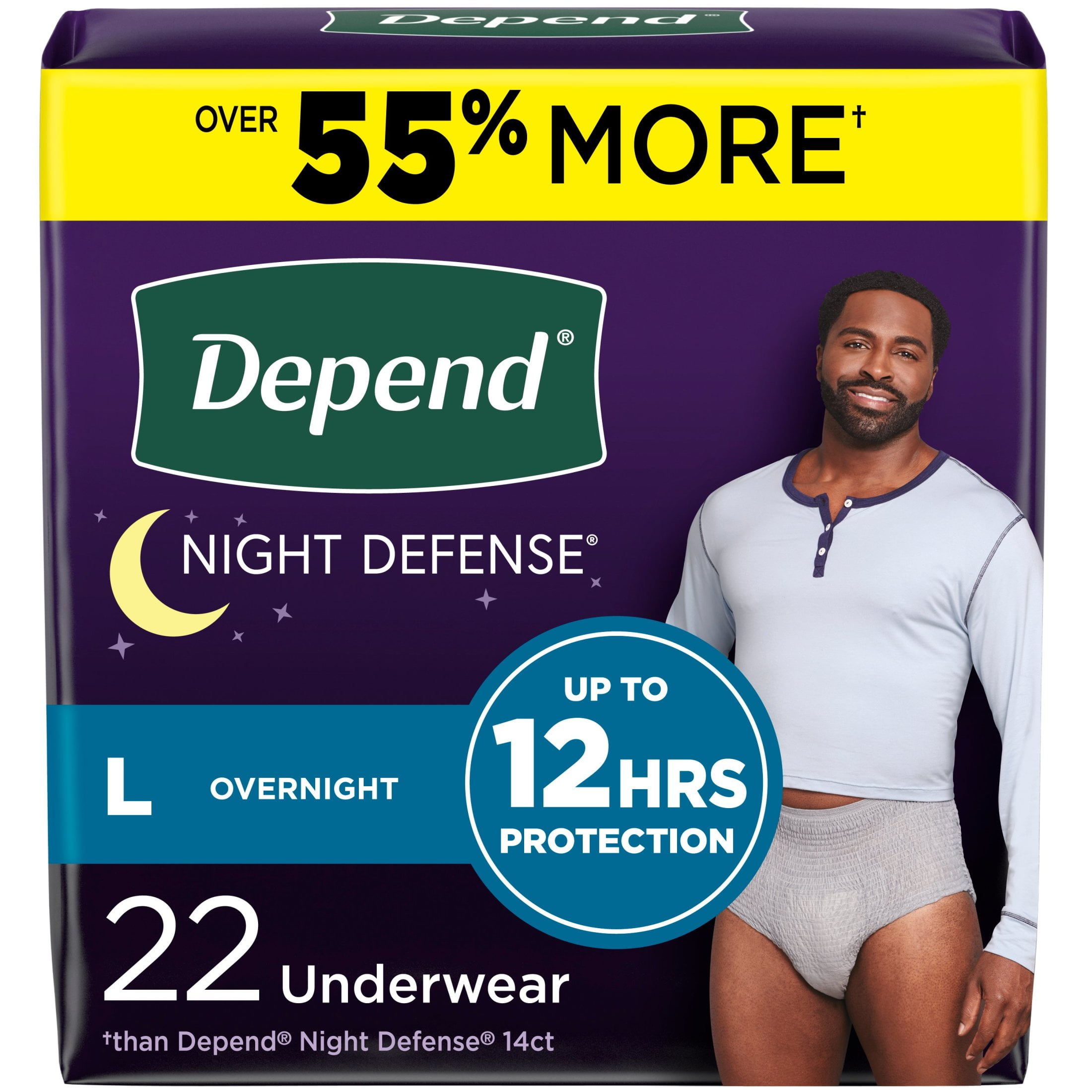 Depend Night Defense Adult Incontinence Underwear for Men, Overnight, L ...