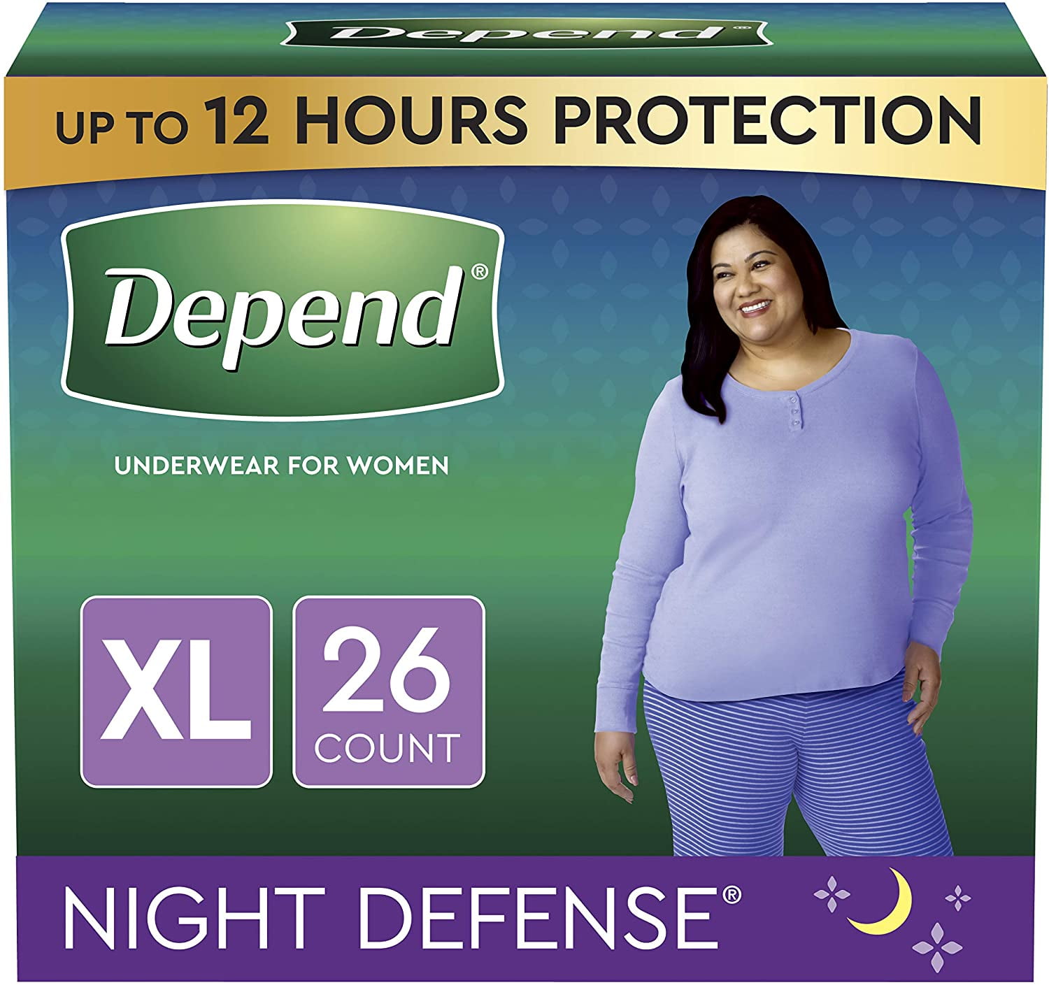 Depend Night Defense Adult Incontinence Underwear for Women, Disposable,  Overnight, X-Large, Blush, 26 Count (2 Packs of 13) (Packaging May Vary) 