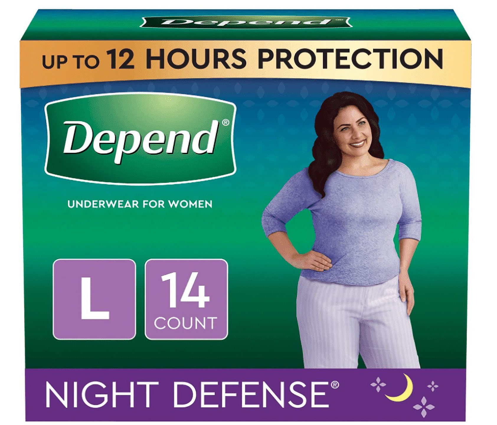 Depend Night Defense Adult Incontinence Underwear for Women, Overnight, Large, Light Pink, 14 Count ( Pack of 4) | Total of 84 Ct)