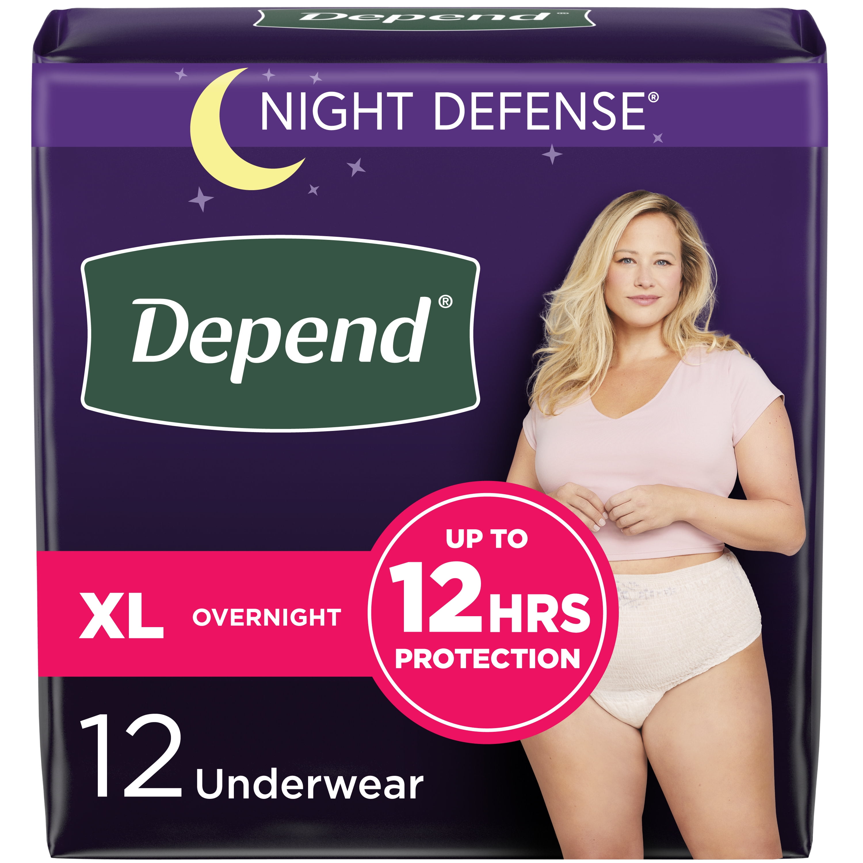 Depend Night Defense Adult Incontinence Disposable Overnight Size XL Blush  Underwear For Women, 12 count - Fry's Food Stores