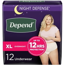 Depend Night Defense Adult Incontinence Underwear for Women, Overnight, XL, Blush, 12Ct