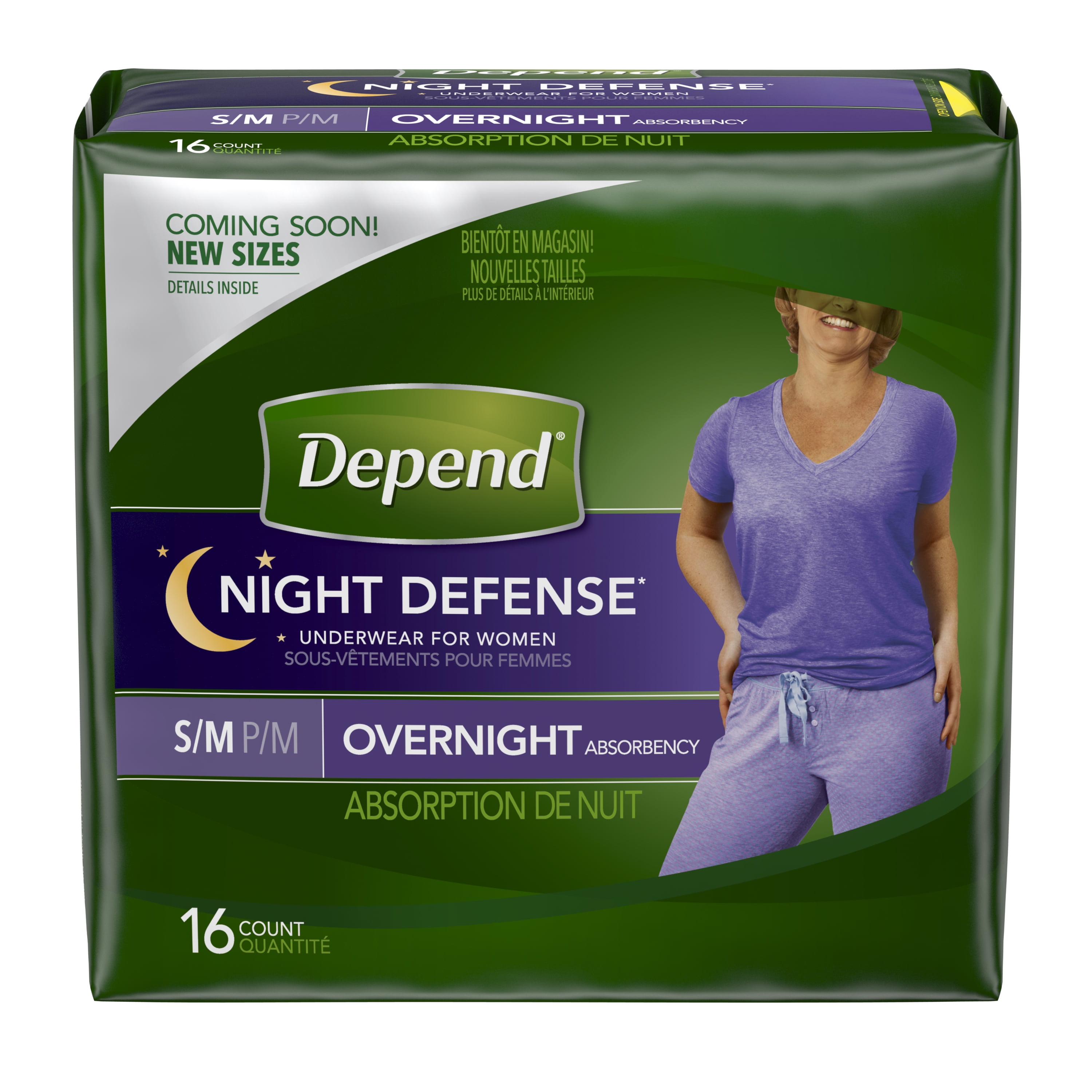 Depend Night Defense Incontinence Overnight Underwear for Women, S/M, 16  Count