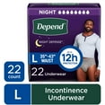 thumbnail image 1 of Depend Night Defense Incontinence Underwear for Men, Adult Diapers, L, 22 Count, 1 of 11