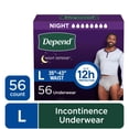 thumbnail image 1 of Depend Night Defense Incontinence Underwear for Men, Adult Diapers, L, 56 Count, 1 of 12