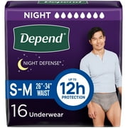Depend Night Defense Incontinence Underwear for Men, Adult Diapers, S/M, 16 Count