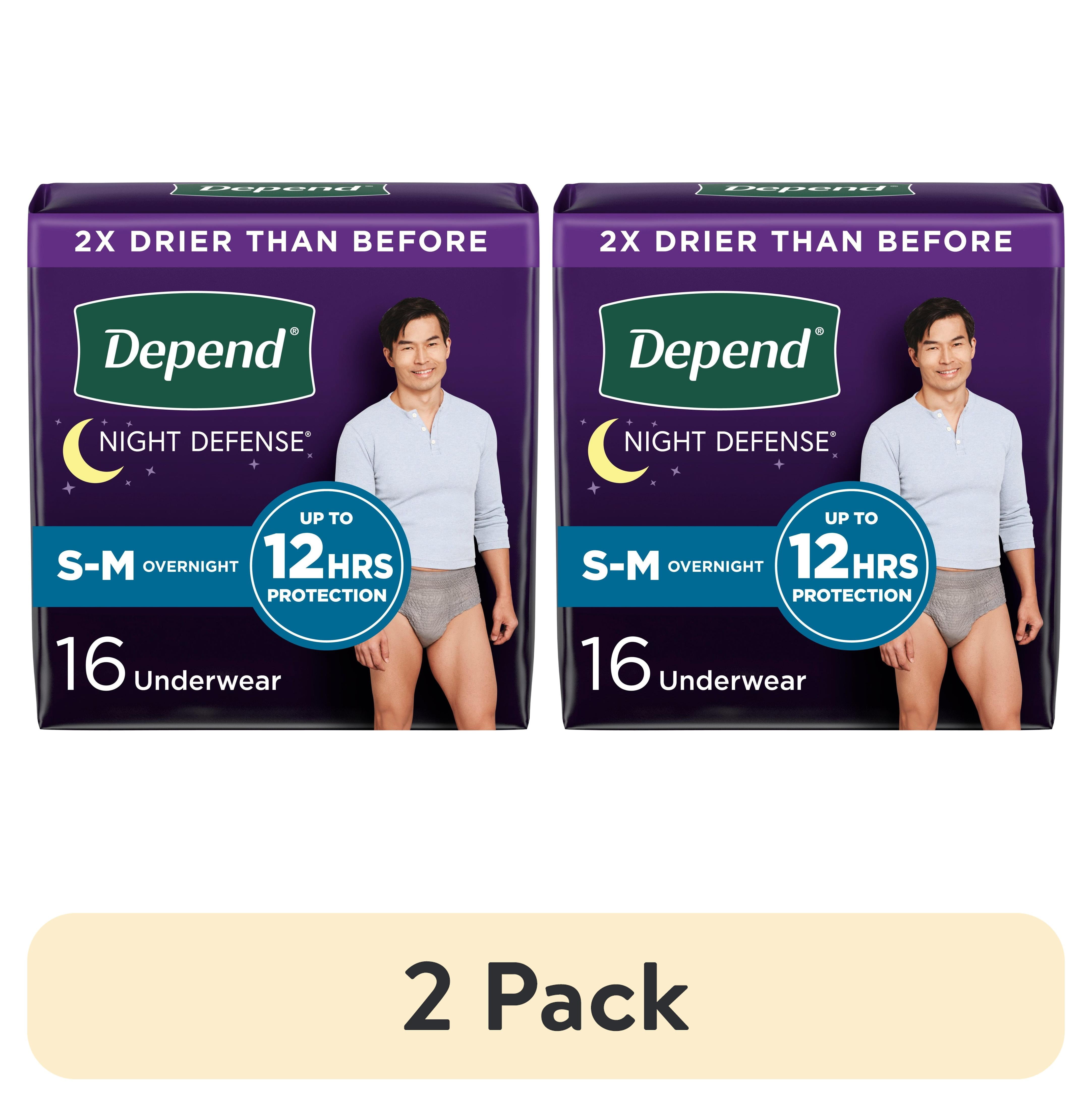 (2 pack) Depend Night Defense Incontinence Underwear for Men, Adult