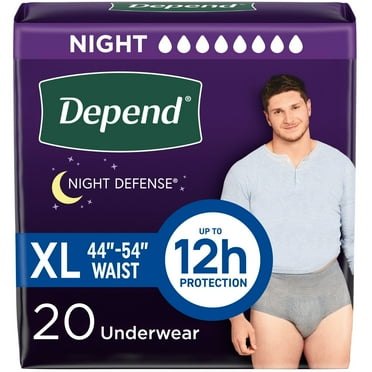 Depend Night Defense Incontinence Underwear for Men, Adult Diapers, XL, 20 Count