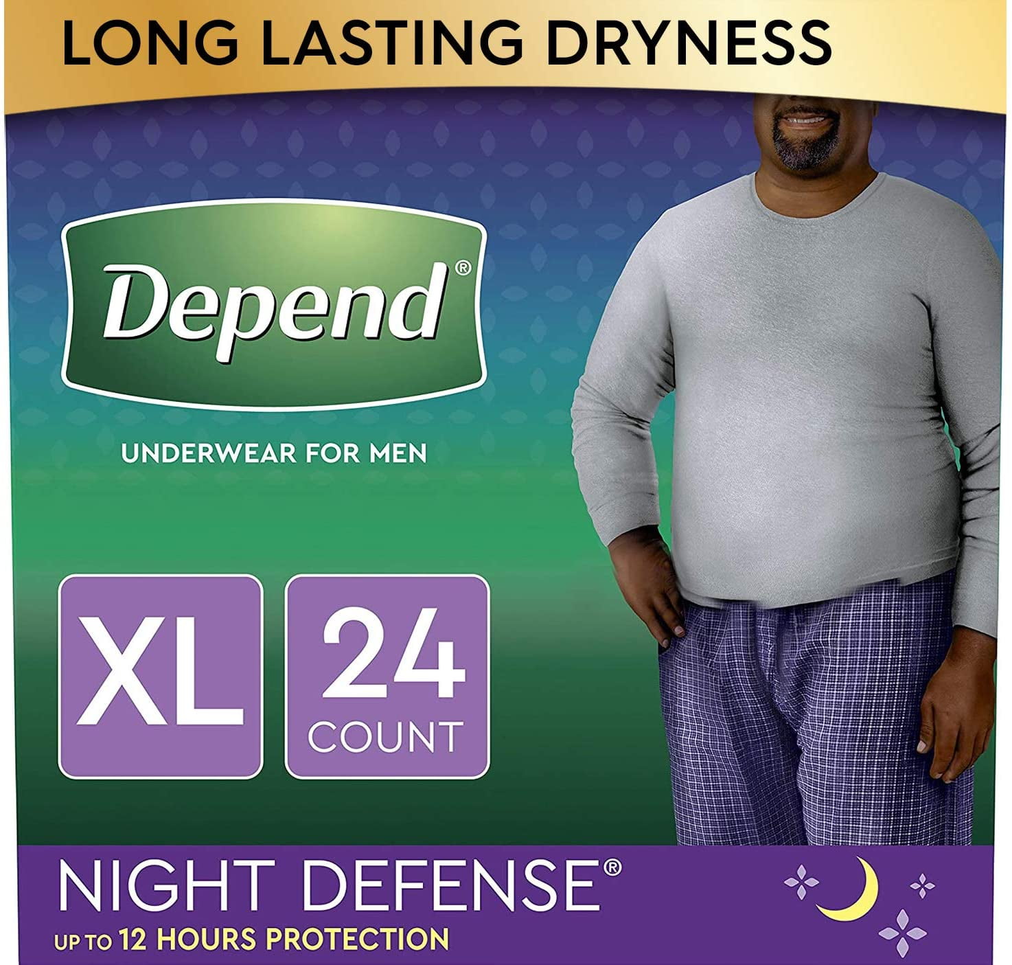 Depend Night Defense Incontinence Underwear for Men, Overnight, Disposable,  Extra-Large, 24 Count (2 Packs of 12) (Packaging May Vary) 
