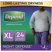 Depend Night Defense Incontinence Underwear for Men, Overnight, Disposable, Extra-Large, 24 Count (2 Packs of 12) (Packaging May Vary)