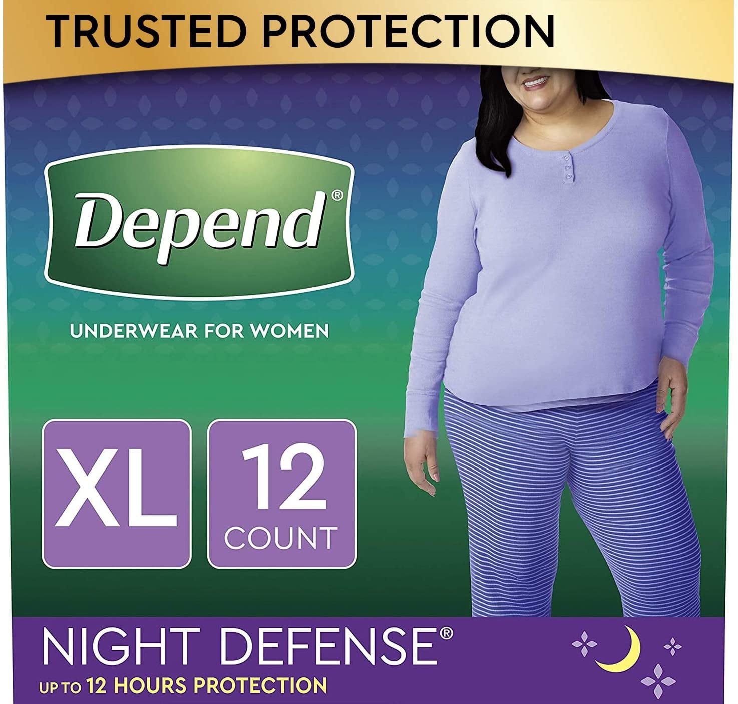 Depend Night Defense Incontinence Underwear for Women, Disposable,  Overnight, Extra-Large, Blush, 12 Count (Packaging May Vary) 