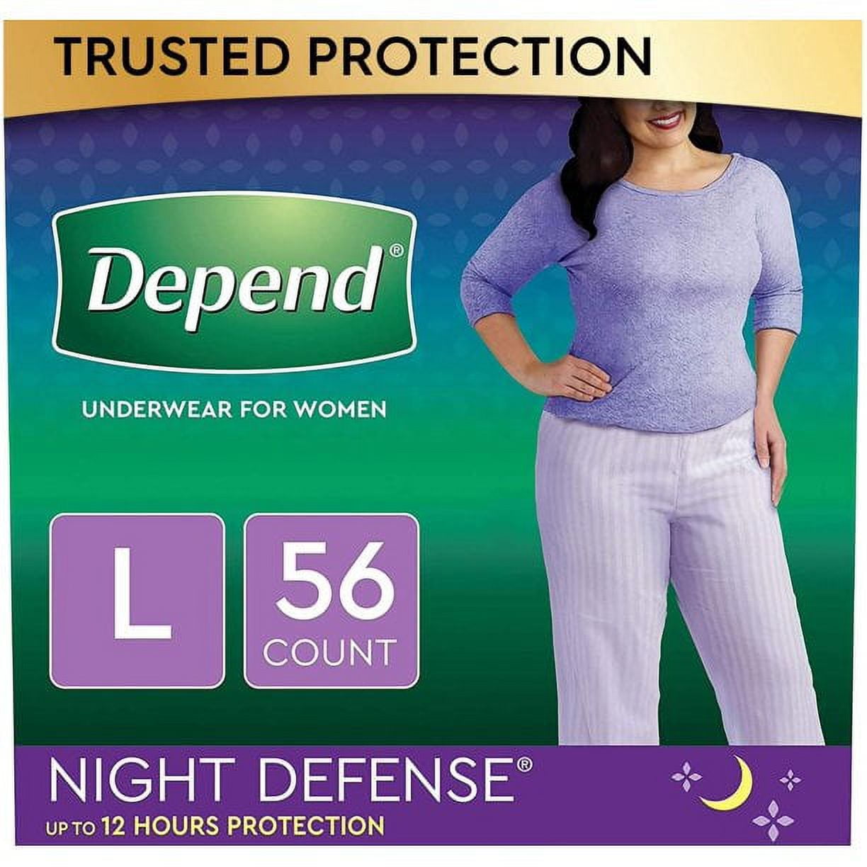 Depend Night Defense Incontinence Underwear for Women, Disposable,  Overnight, Large, Blush, 56 Count (4 Packs of 14) (Packaging May Vary) 