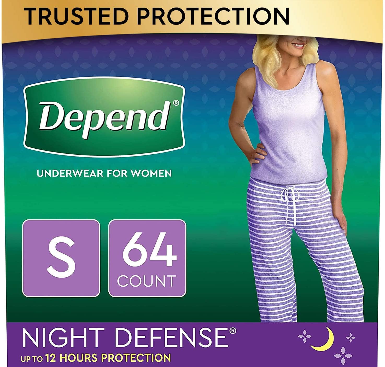 Depend Night Defense Incontinence Underwear for Women, Disposable,  Overnight, Small, Blush, 64 Count (4 Packs of 16) (Packaging May Vary)