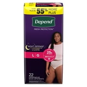 Depend Night Defense Women's Incontinence & Postpartum Bladder Leak Underwear, L, 22 Count