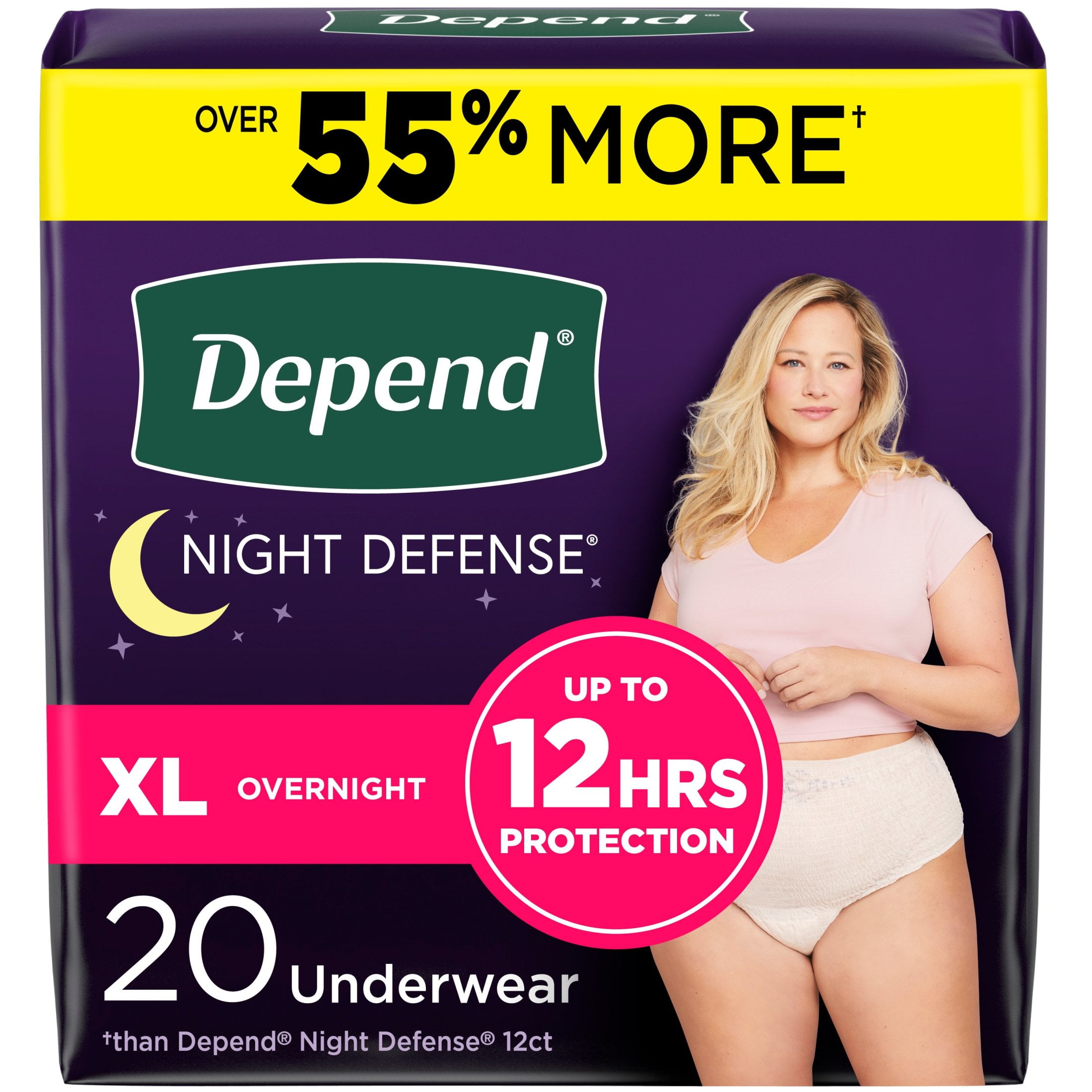 Depend Night Defense Incontinence Underwear for Women, Adult