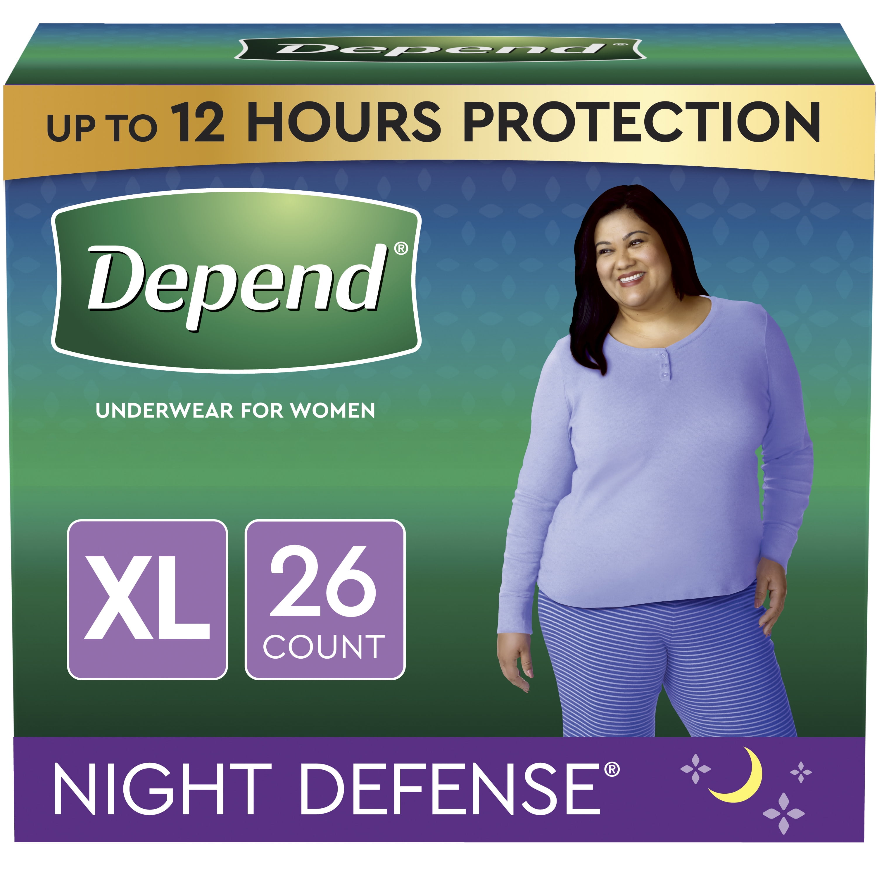 Depend Night Defense Incontinence Underwear for Women, Overnight, Large,  Light Pink, 30 count 