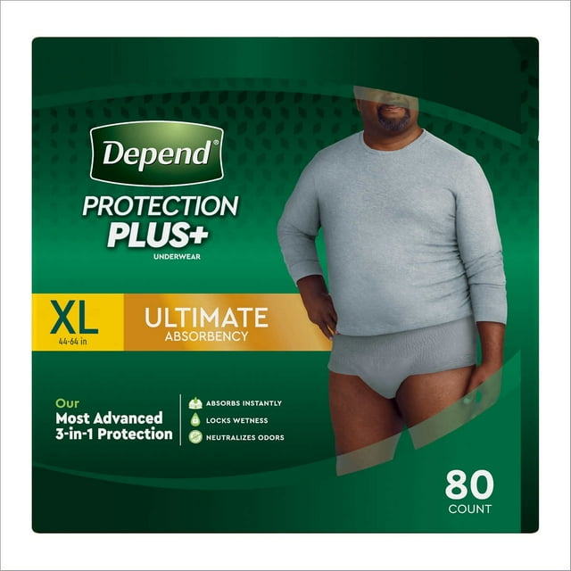 Depend Protection Plus Ultimate Underwear for Men, X-Large, 80 Count ...