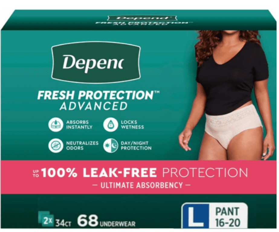 Depend Protection Plus Ultimate Underwear for Women Large 68ct