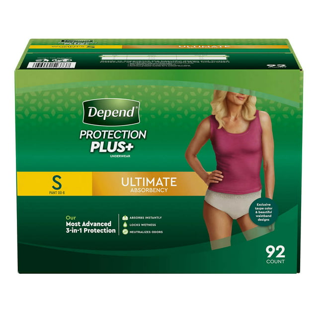 Depend Protection Plus Ultimate Underwear for Women, Small, 92 Count ...