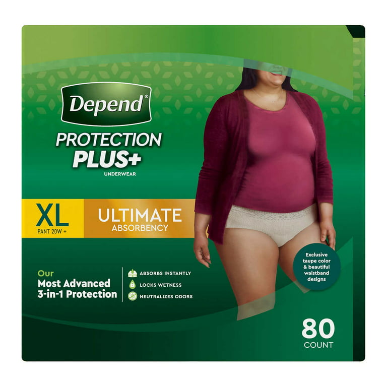 https://i5.walmartimages.com/seo/Depend-Protection-Plus-Ultimate-Underwear-for-Women-XL-80-Count_4bf54a6d-0669-418d-8bf0-173e17ce3c3a.2629914f3c57f49c716df5022e1ca344.jpeg?odnHeight=768&odnWidth=768&odnBg=FFFFFF