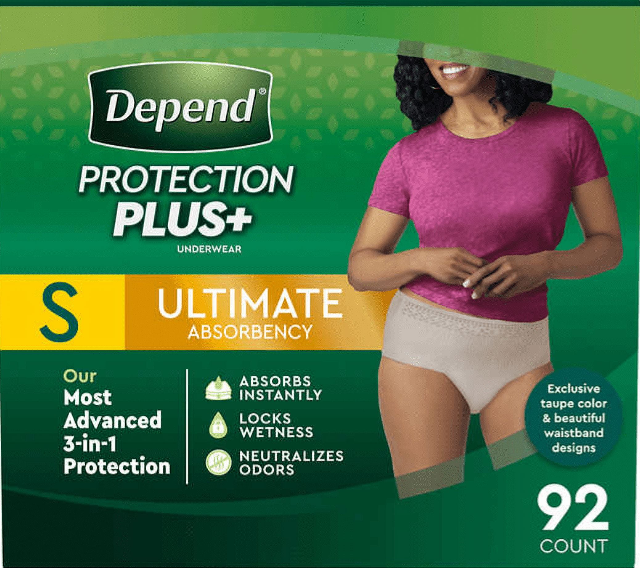 Depend Protection Plus for Women - Ultimate Absorbency, S, 92 CT