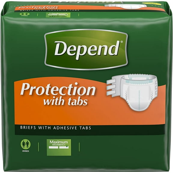 Depend Protection with Tabs, Large / X-Large 35 to 49 Inch, Heavy Absorbency, Pack of 16 (3 Pack)