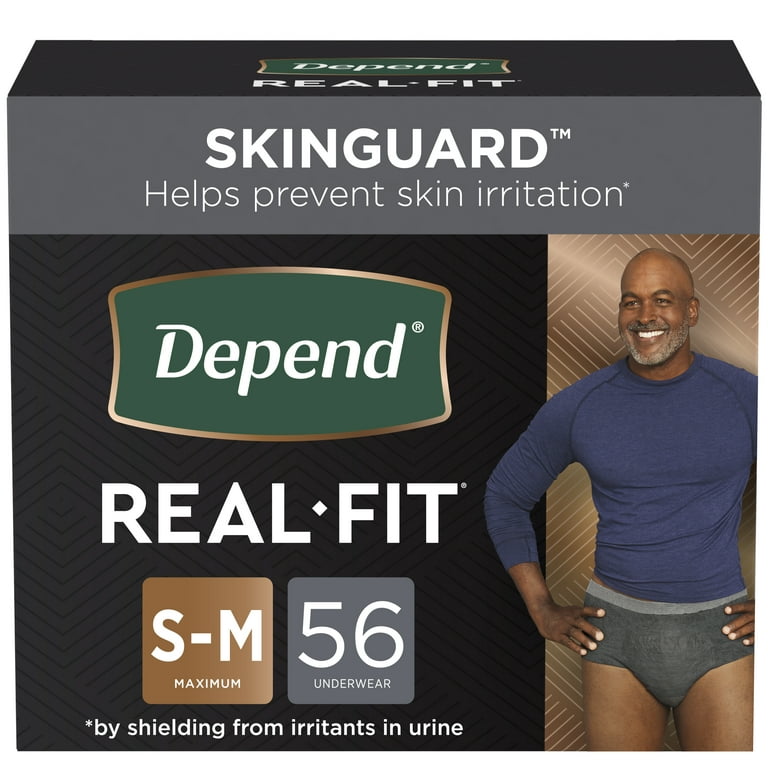Depend Real Fit Adult Incontinence Underwear for Men, S/M, Black