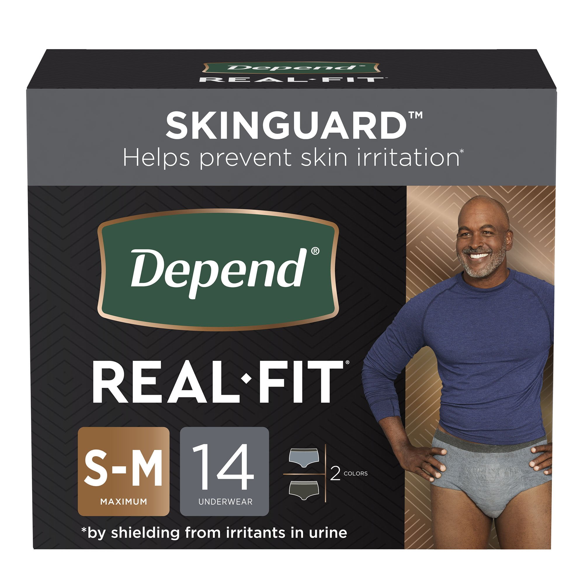 Depend Real Fit Adult Incontinence Underwear for Men S M Black